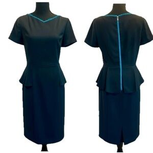 Elie Tahari Black Short Sleeve Half Peplum Sybil Dress 8